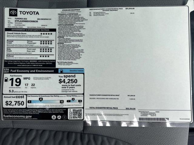new 2025 Toyota Tundra car, priced at $47,047