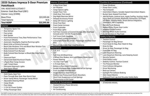 used 2020 Subaru Impreza car, priced at $20,990