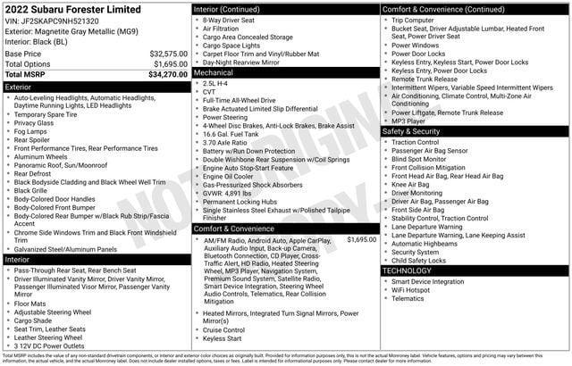 used 2022 Subaru Forester car, priced at $28,500