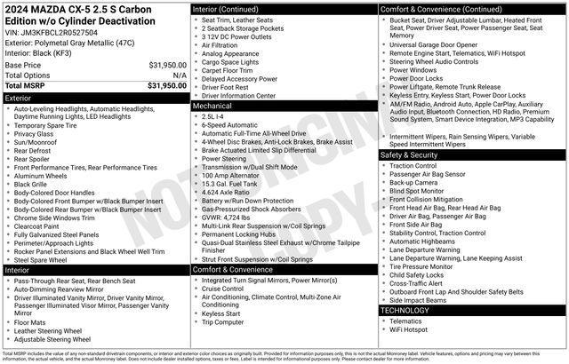 used 2024 Mazda CX-5 car, priced at $27,990
