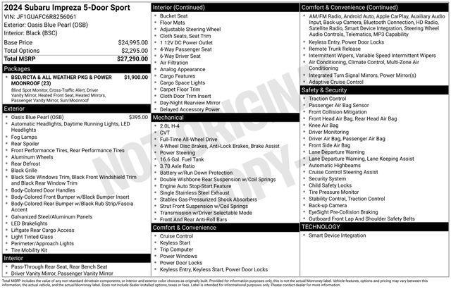 used 2024 Subaru Impreza car, priced at $25,990