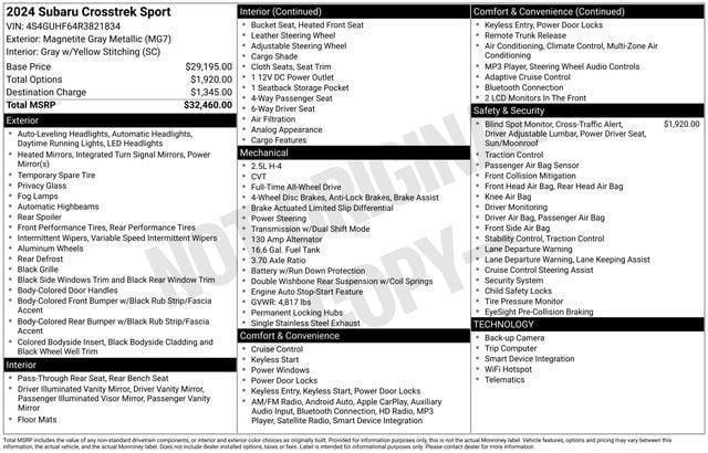 used 2024 Subaru Crosstrek car, priced at $27,599
