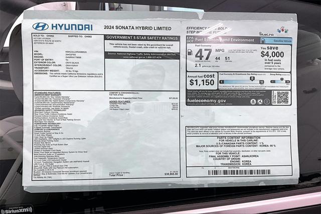 new 2024 Hyundai Sonata Hybrid car, priced at $36,571