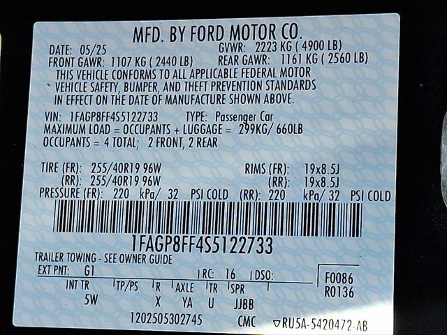 new 2025 Ford Mustang car, priced at $63,430