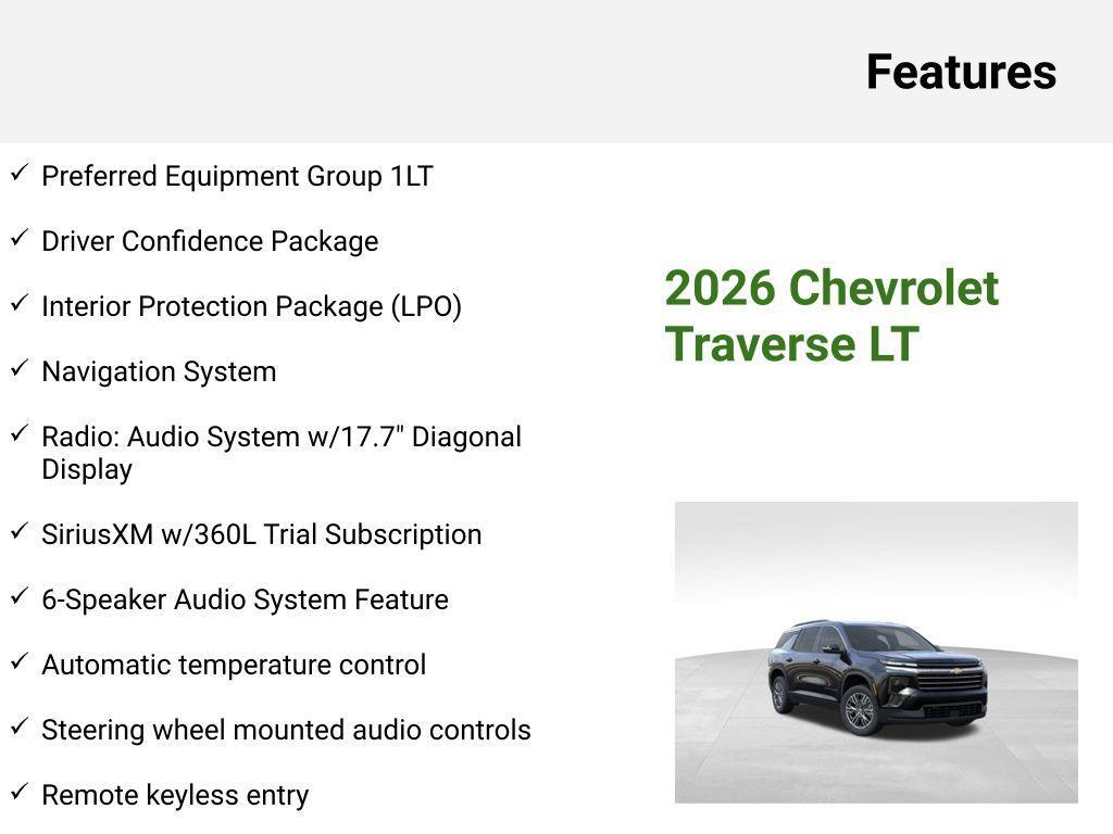 new 2026 Chevrolet Traverse car, priced at $44,489