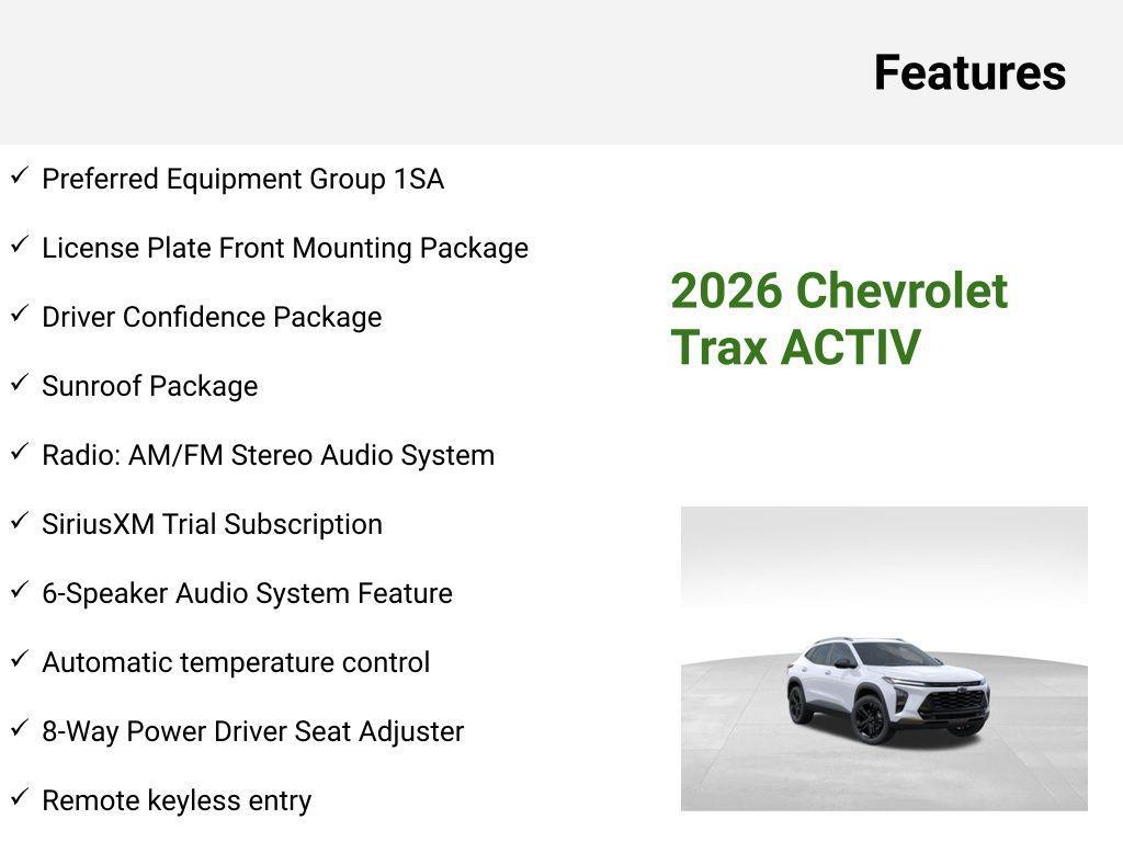 new 2026 Chevrolet Trax car, priced at $28,665