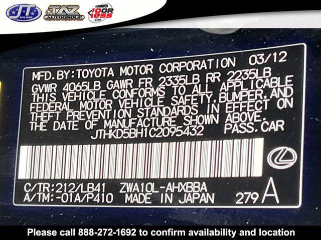 used 2012 Lexus CT 200h car, priced at $13,140