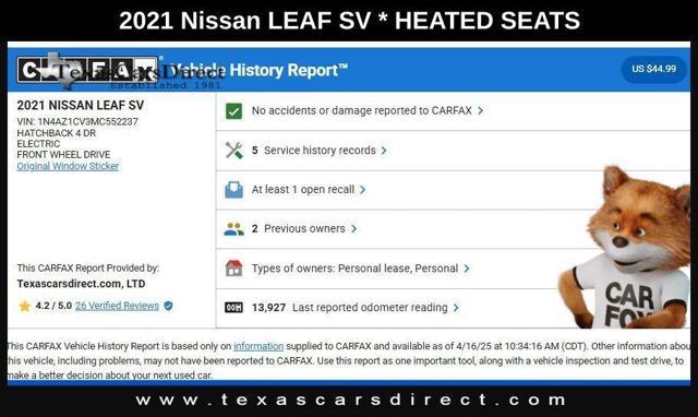 used 2021 Nissan Leaf car, priced at $13,883