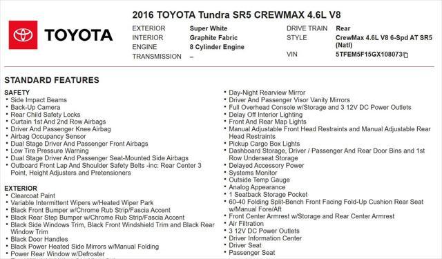 used 2016 Toyota Tundra car, priced at $21,480