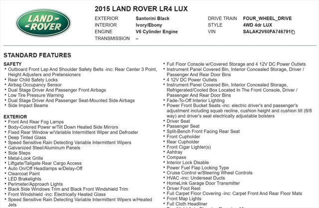 used 2015 Land Rover LR4 car, priced at $11,829