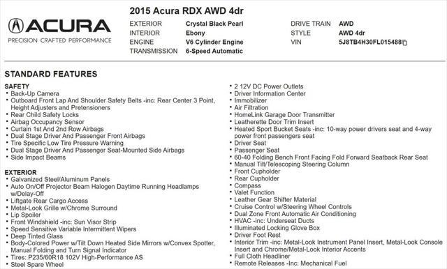 used 2015 Acura RDX car, priced at $10,929