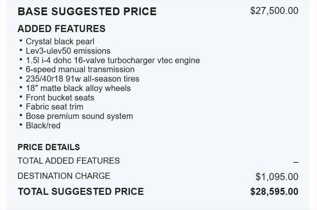 used 2022 Honda Civic Si car, priced at $26,800
