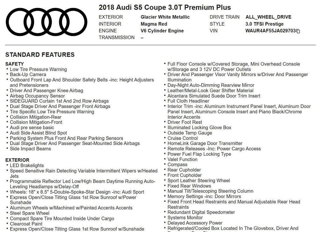 used 2018 Audi S5 car, priced at $31,891