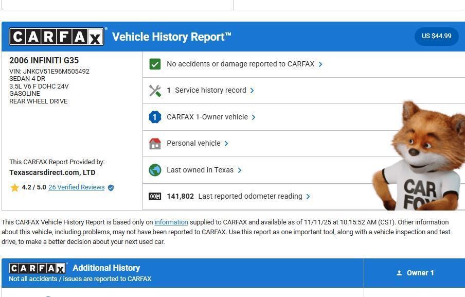 used 2006 INFINITI G35 car, priced at $5,900