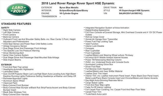 used 2018 Land Rover Range Rover Sport car, priced at $32,898