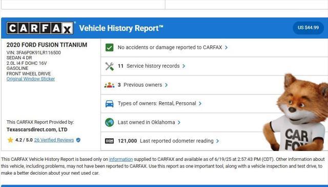 used 2020 Ford Fusion car, priced at $10,995
