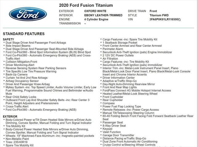 used 2020 Ford Fusion car, priced at $10,995