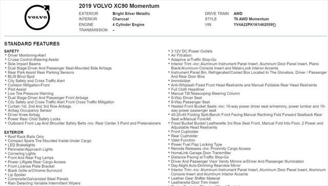 used 2019 Volvo XC90 car, priced at $26,899