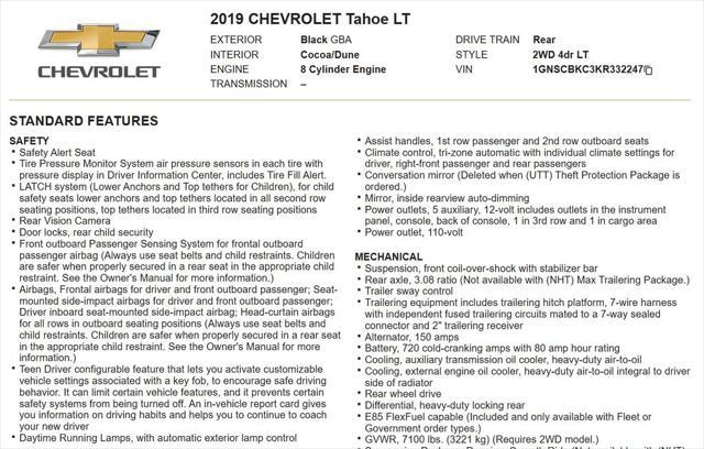 used 2019 Chevrolet Tahoe car, priced at $19,998