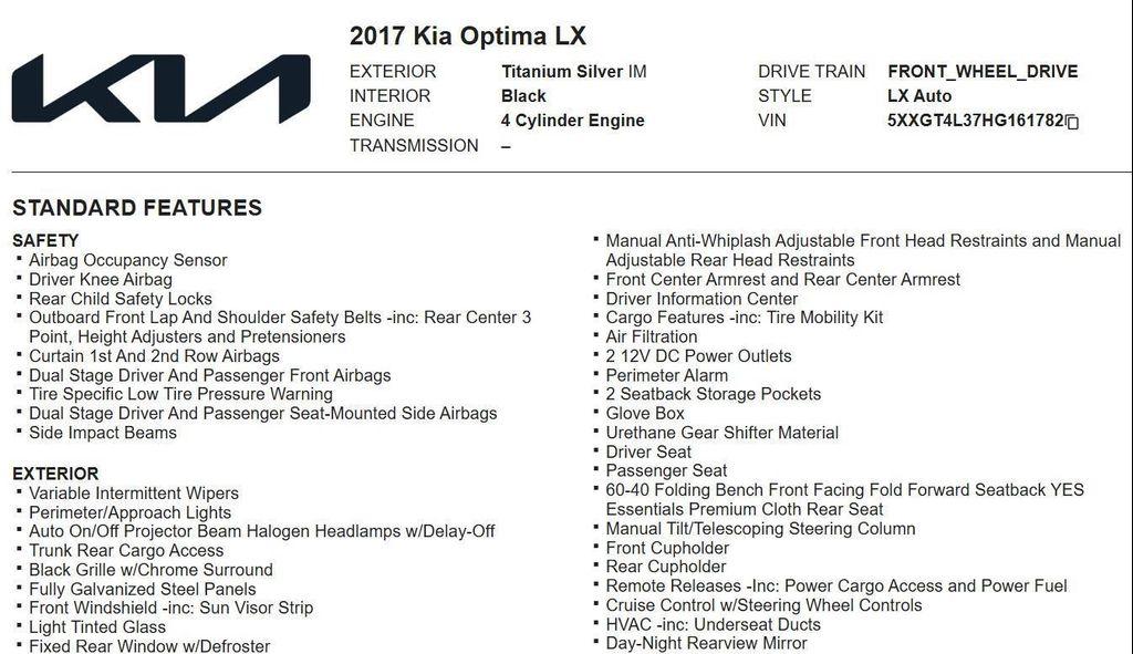 used 2017 Kia Optima car, priced at $7,989