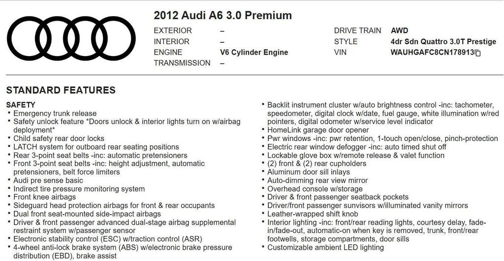 used 2012 Audi A6 car, priced at $9,996