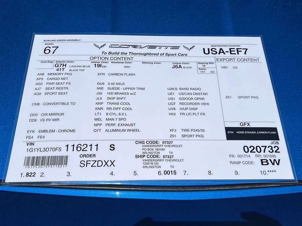 used 2015 Chevrolet Corvette car, priced at $42,995