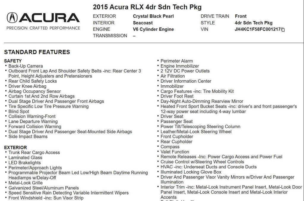 used 2015 Acura RLX car, priced at $17,900