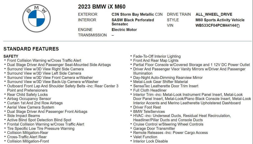 used 2023 BMW iX car, priced at $57,498