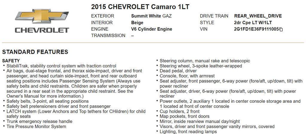 used 2015 Chevrolet Camaro car, priced at $12,988