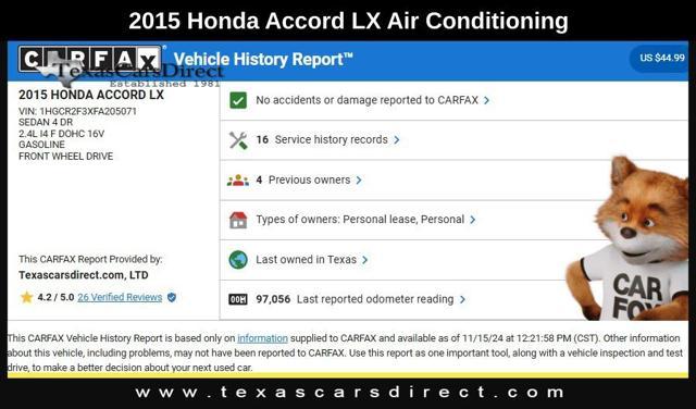 used 2015 Honda Accord car, priced at $12,497