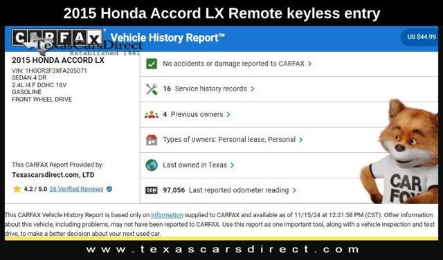 used 2015 Honda Accord car, priced at $13,499