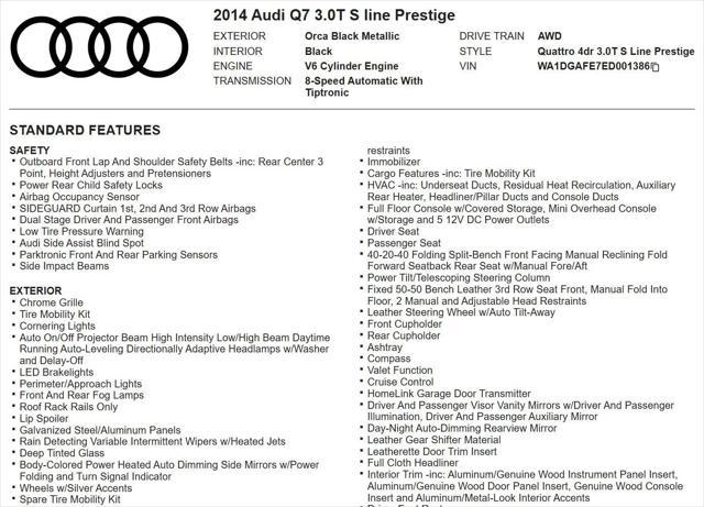 used 2014 Audi Q7 car, priced at $13,988