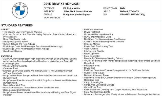 used 2015 BMW X1 car, priced at $11,825