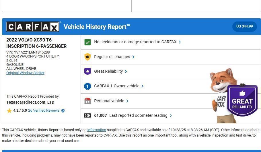 used 2022 Volvo XC90 car, priced at $34,499