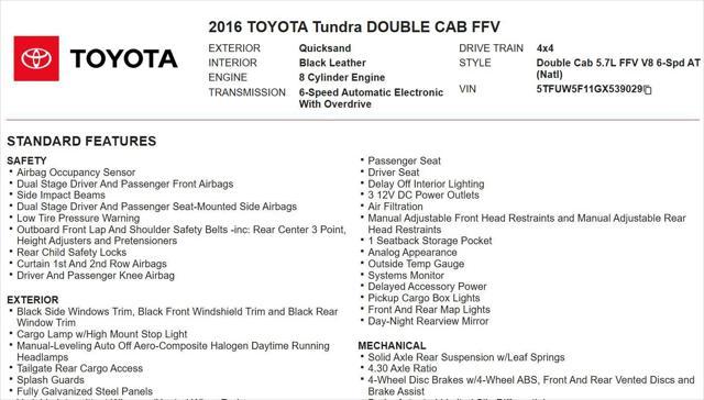 used 2016 Toyota Tundra car, priced at $25,899