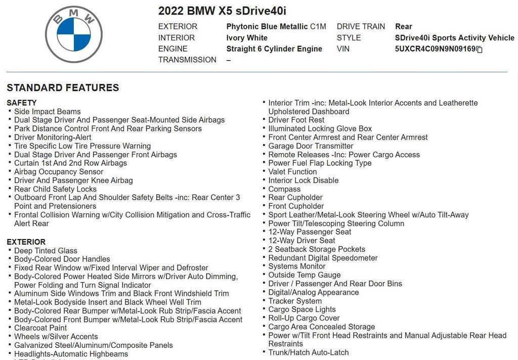used 2022 BMW X5 car, priced at $37,980