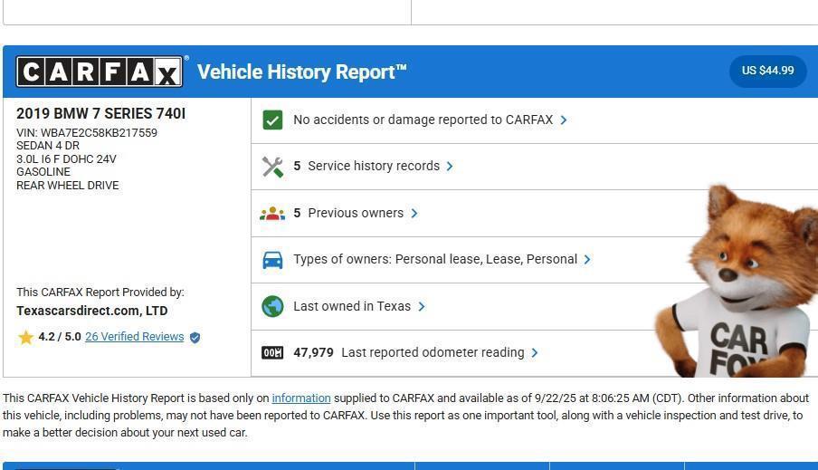 used 2019 BMW 740 car, priced at $29,980