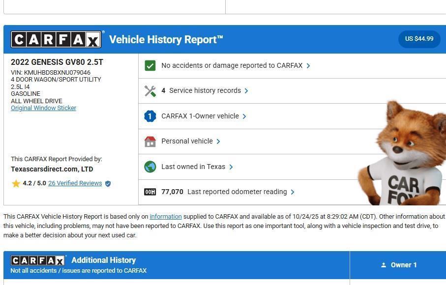 used 2022 Genesis GV80 car, priced at $31,498