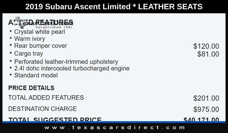 used 2019 Subaru Ascent car, priced at $17,800