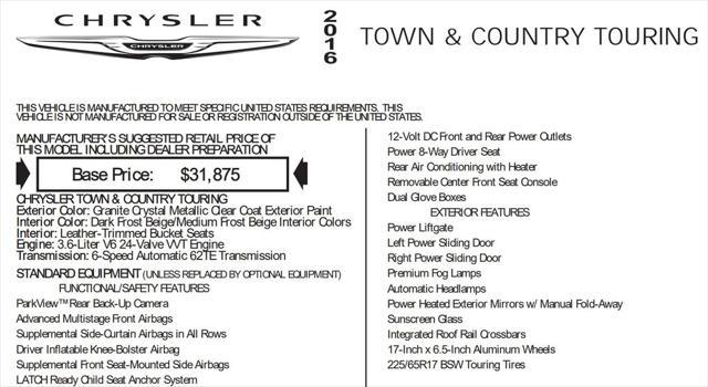 used 2016 Chrysler Town & Country car, priced at $6,930