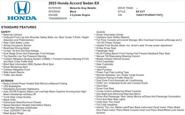 used 2023 Honda Accord car, priced at $25,807