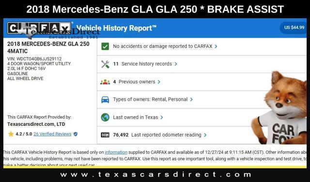 used 2018 Mercedes-Benz GLA 250 car, priced at $17,646