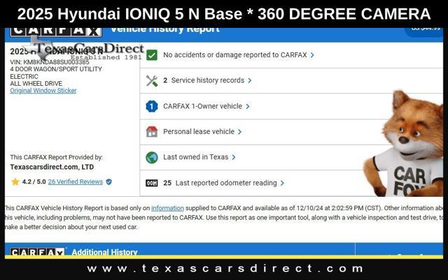 used 2025 Hyundai IONIQ 5 N car, priced at $57,990