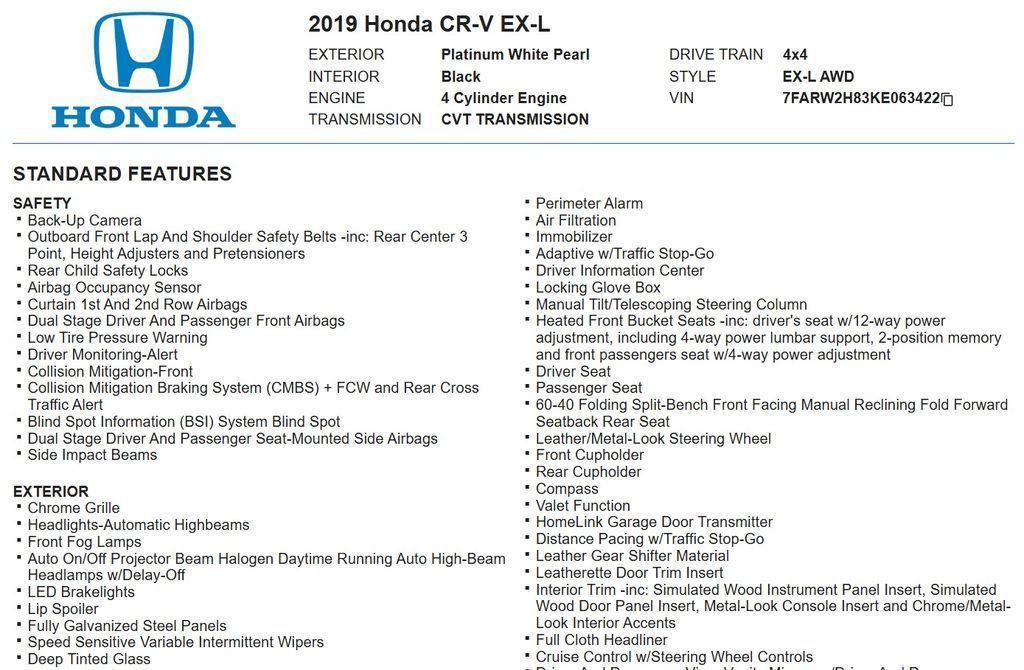 used 2019 Honda CR-V car, priced at $21,305