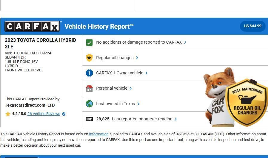 used 2023 Toyota Corolla Hybrid car, priced at $24,498