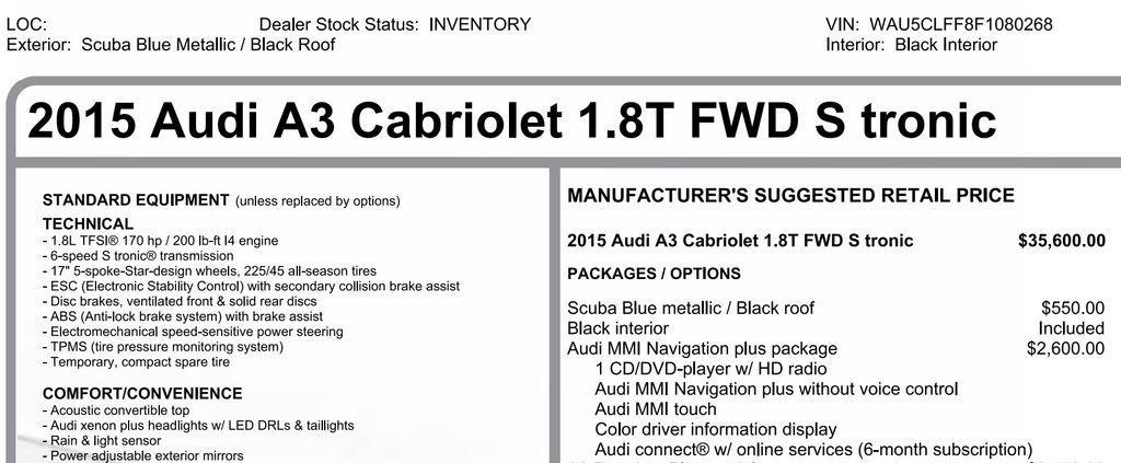 used 2015 Audi A3 car, priced at $14,995