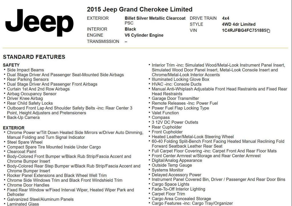 used 2015 Jeep Grand Cherokee car, priced at $11,880