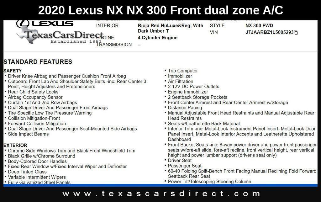 used 2020 Lexus NX 300 car, priced at $22,995
