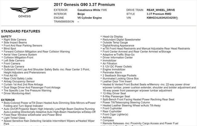 used 2017 Genesis G90 car, priced at $16,559