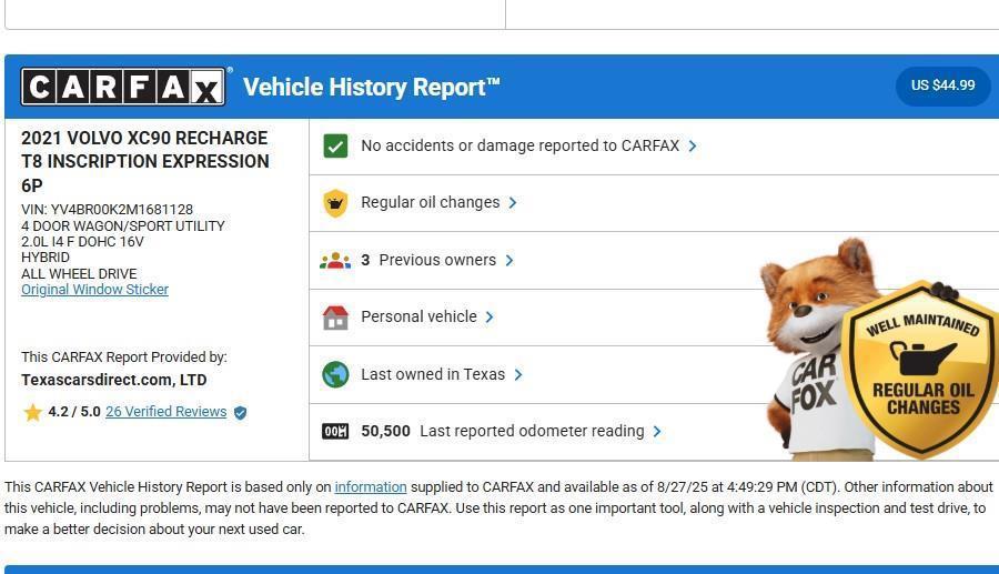 used 2021 Volvo XC90 Recharge Plug-In Hybrid car, priced at $29,998